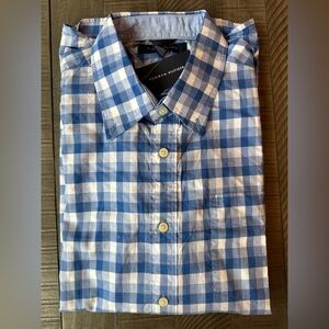 Tommy Hilfiger Oxford Blue/White Check Plaid Shirt Men's Size Large (NWT)